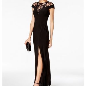 Sequin Illusion Slit Gown Adrianna Papell